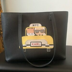 Karl Lagerfeld Black Tote with Yellow NYC Taxi Motif